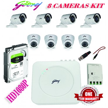 Godrej See Thru 1080P 8 Channel DVR 8 Cameras HD Full CCTV Camera Kit
